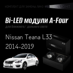 Светодиодные линзы Statlight A-Four Bi-LED линзы для фар Nissan Teana L33 2014-2019, комплект билинз, 2 шт