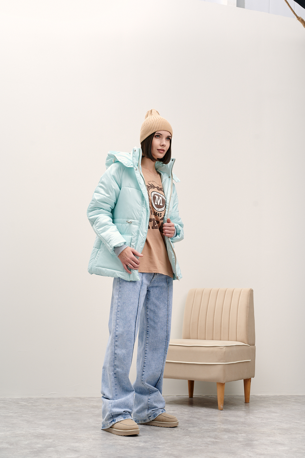 Куртка женская зимняя "Лео" мята