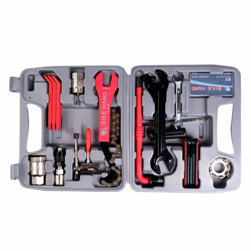 Набор 6-230087 инструментов YC-737 "ALL IN ONE", 13 позиций: аптечка, монтировки, выжимка, ключи, отвертки, съемники и пр., в пласт. кейсе BIKEHAND