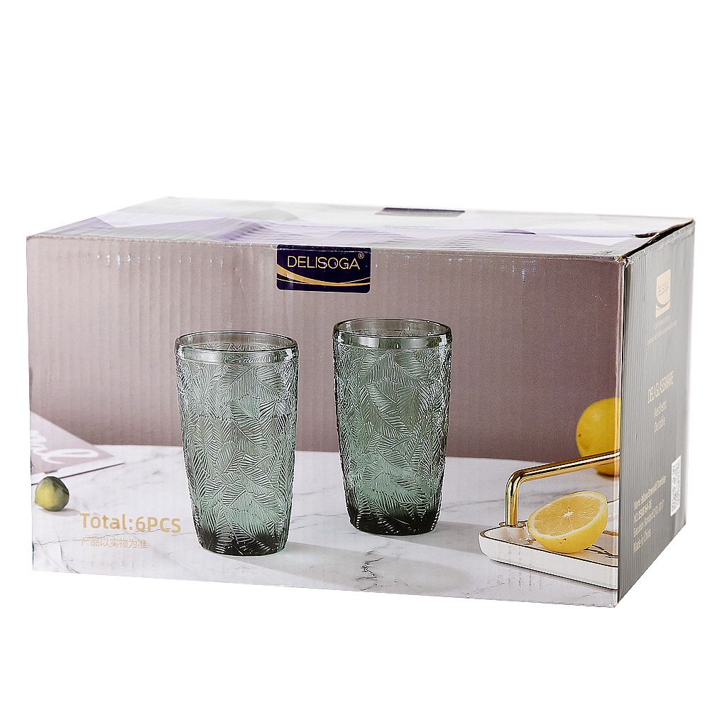 Набор стаканов "Floristry.Green" 6шт v=380мл (стекло) (подарочная упаковка)