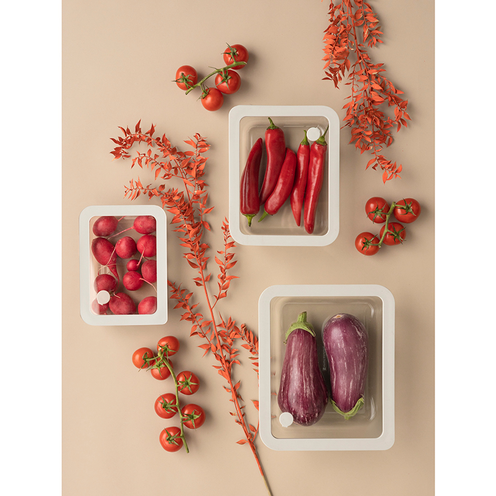 Контейнер для запекания и хранения стеклянный с вакуумным эффектом, 700 мл, молочный