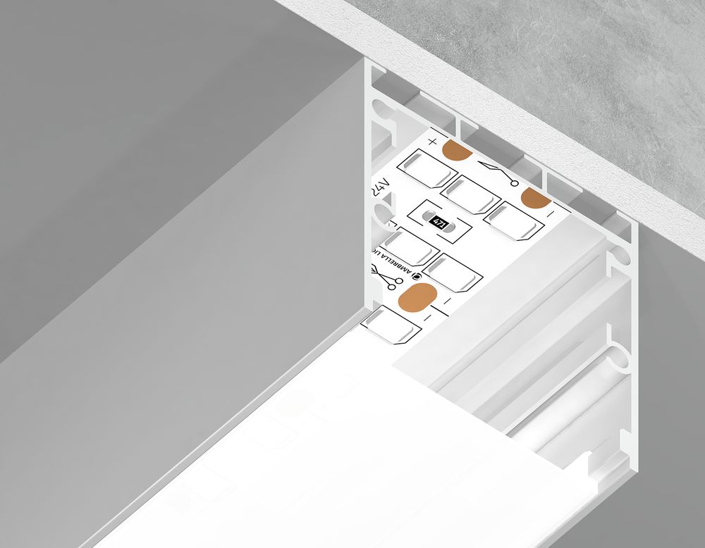 Ambrella Алюминиевый профиль накладной/подвесной "Profile System" 35*35 для светодиодной ленты до 26мм Profile System GP2550WH