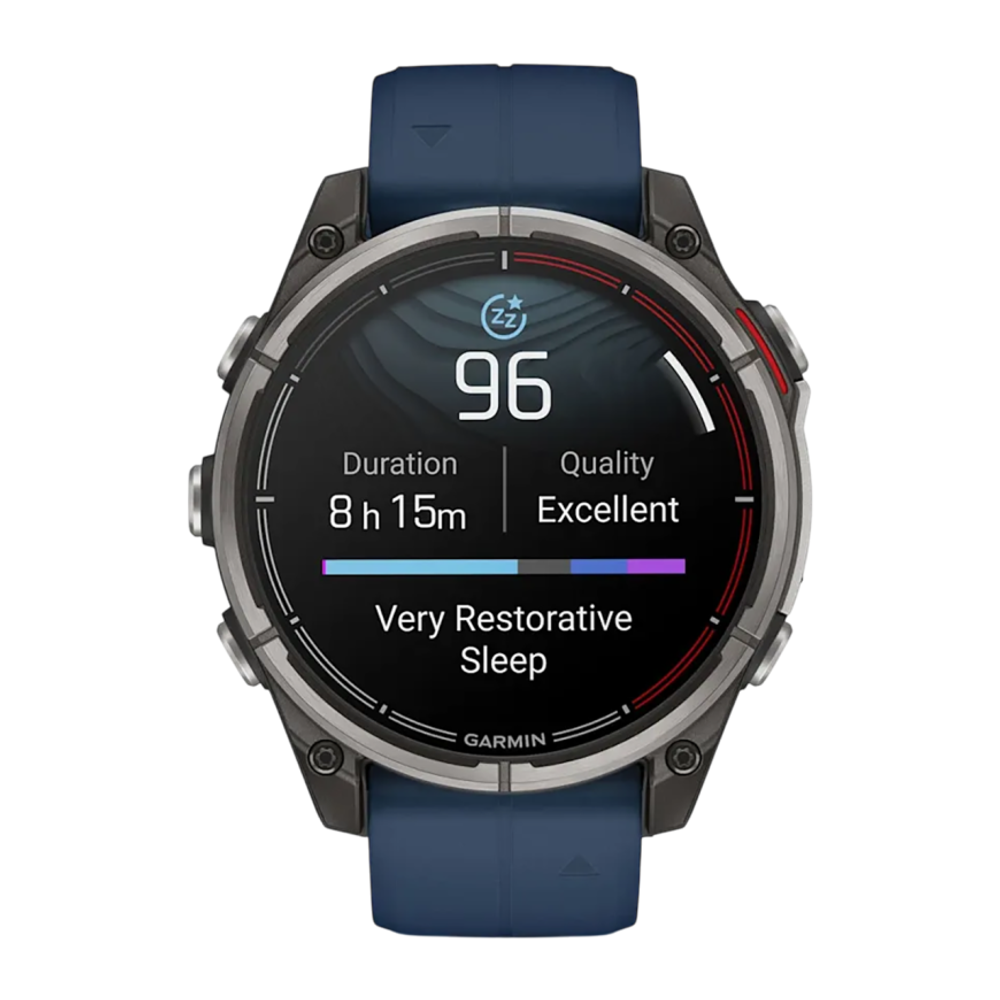 Спортивные часы Garmin quatix 8, AMOLED, 47 мм, силиконовый ремешок Безель из титана, AMOLED-дисплей с сапфировым стеклом. Ремешок с классической застёжкой — на запястье обхватом 125–208 мм