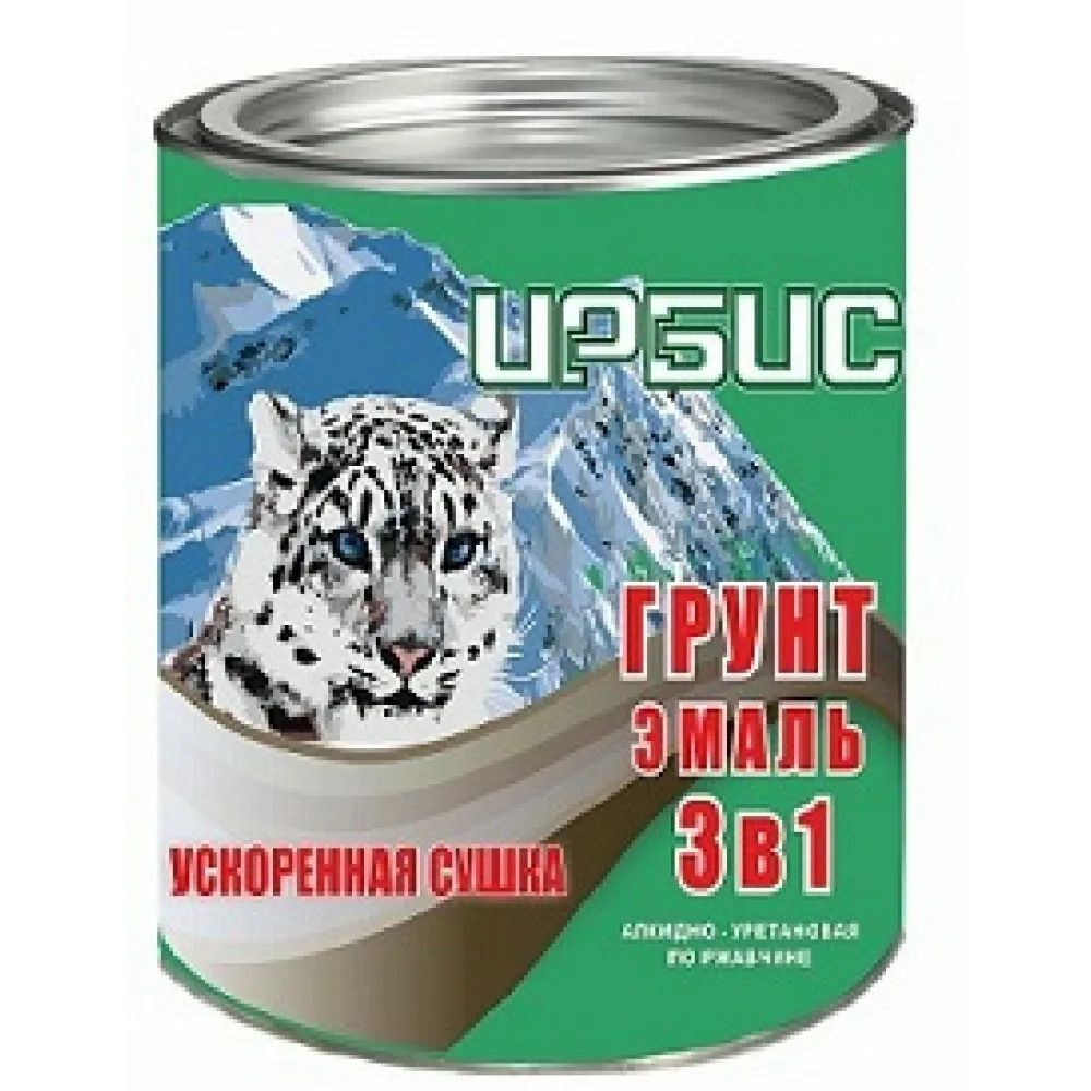 Грунт-эмаль по ржавчине 3в1 ускоренная сушка черная 0,9кг Ирбис
