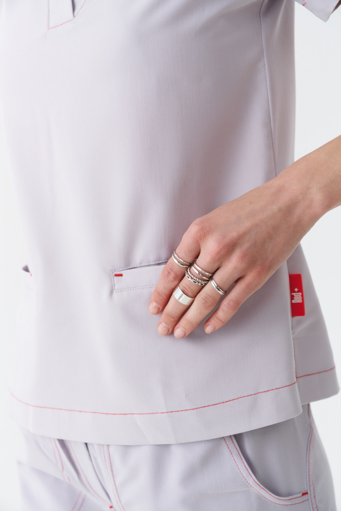 Топ медицинский женский Лаконико, жемчужно-серый