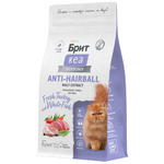 Сухой корм для взрослых кошек Брит BRIT CARE ANTI-HAIRBALL с индейкой и белой рыбой 1,5кг