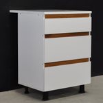 Кухонный модуль напольный 3 ящика 60х60х85,белый/массив дуба