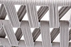 "Диего" кресло плетеное из роупа, основание дуб, каркас алюминий светло-серый (RAL7035) шагрень, роуп бежевый круглый, ткань бежевая 15052