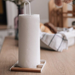 Держатель бумажных полотенец H=280мм L=130мм металл+бамбук, цвет матовый белый