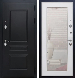 Входная металлическая дверь с зеркалом РЕКС Премиум-Н с зеркалом Пастораль (Венге / Белый ясень)