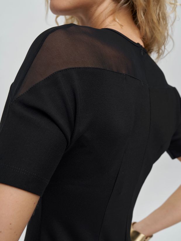 Платье вечернее  со вставкой на груди, черное