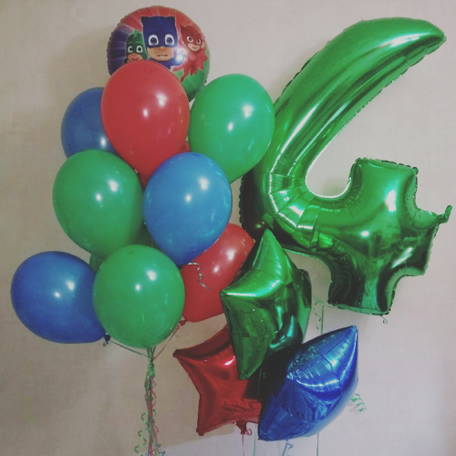 Композиция из шаров «Герои в Масках и Цифра»