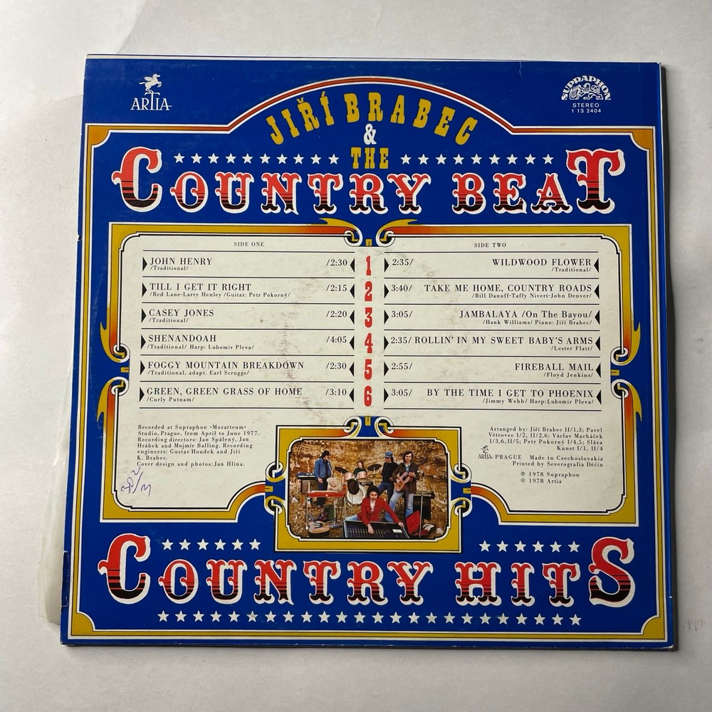 Винтажная виниловая пластинка LP Jir Brabec and The Country Beat Иржи Брабец, 12 Golden Country Hits (Чехословакия 1978) Till I Get It Right