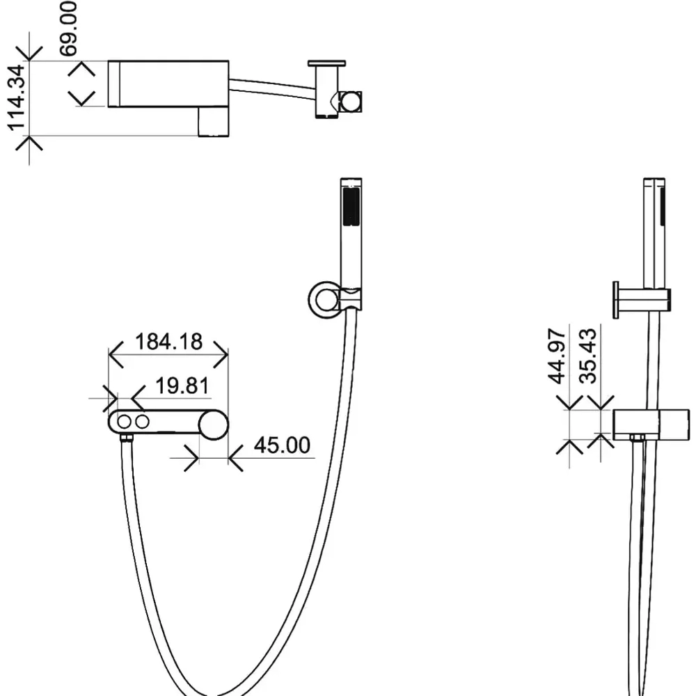 Смеситель для ванны с душем Boheme Stick 123-GM.3 Gun Metall LINEA