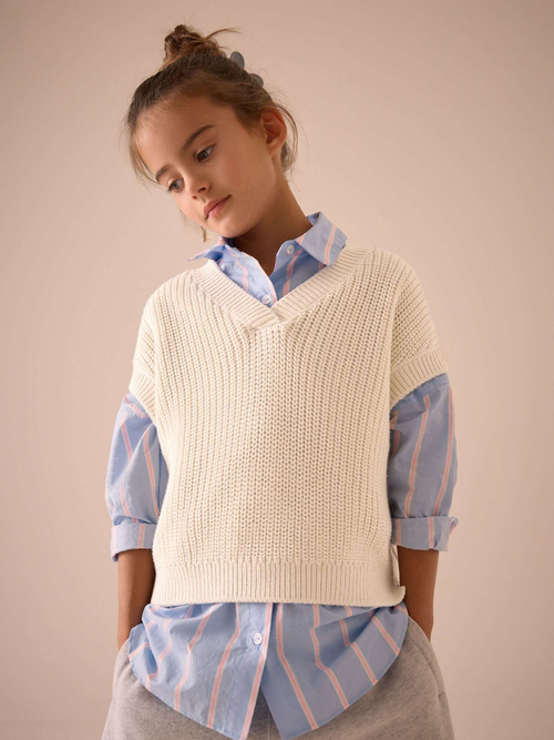 Жилет вязаный для девочки Next E25-058, Молочный