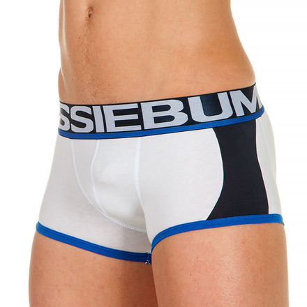 Мужские трусы хипсы белые с темно-синими вставками по бокам AUSSIEBUM