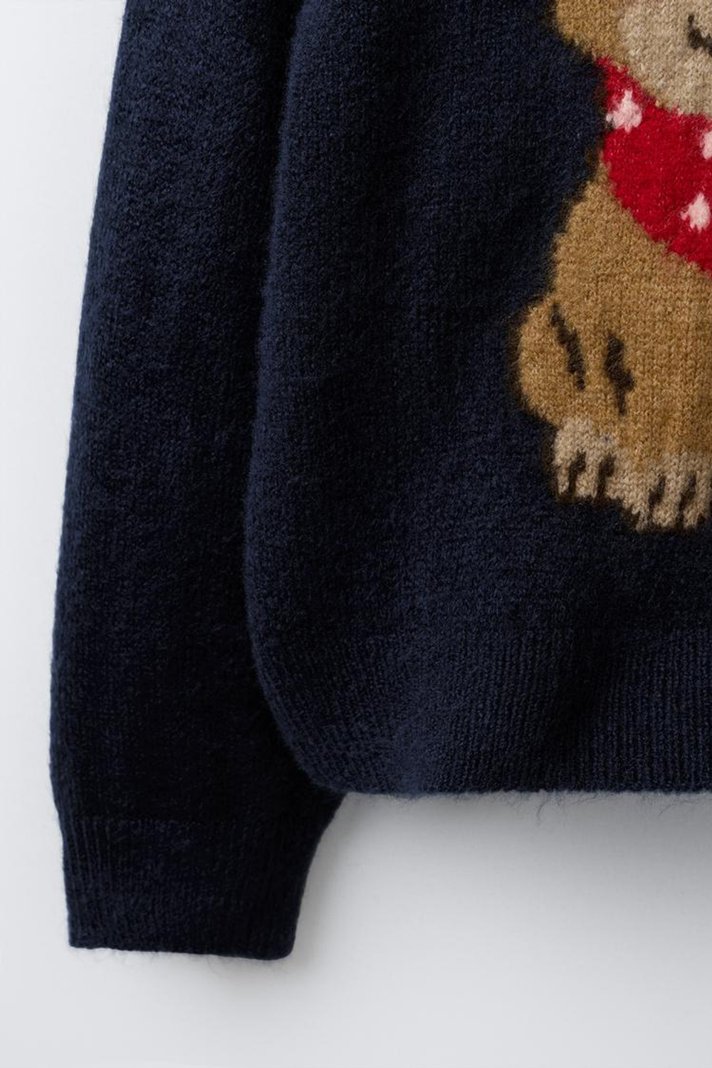 ZARA ВЯЗАНЫЙ ДЖЕМПЕР С СОБАКОЙ, МОРСКОЙ СИНИЙ