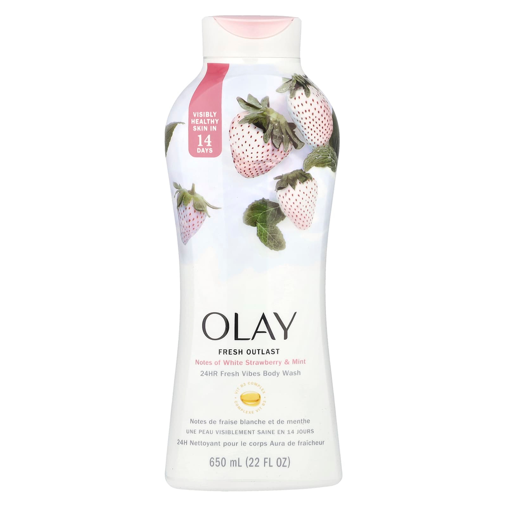 Olay, гель для душа, свежесть, белая клубника и мята, 650 мл (22 жидк. унции)