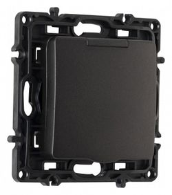 Розетка влагозащищенная с заземлением и со шторкой с крышкой Arte Milano am-217 217.41-1.black