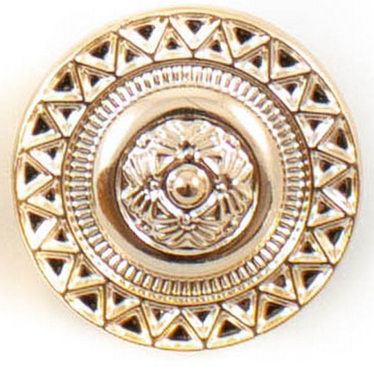пуговица золото 24L/15мм пластик, под метал, глянцевая, рисунок, на ножке NE193