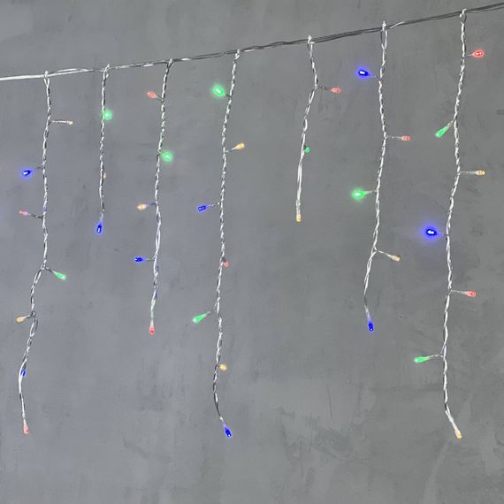 Светодиодная бахрома 3,1*0,5 м., 150 разноцветных LED ламп, прозрачный провод ПВХ, LTC (PIL150-10-2M)