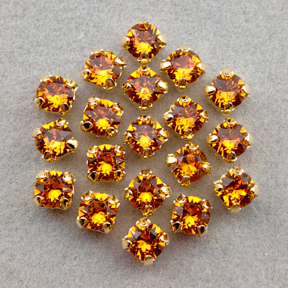 Swarovski 1088 XIRIUS Chaton в оправах, Topaz/Gold