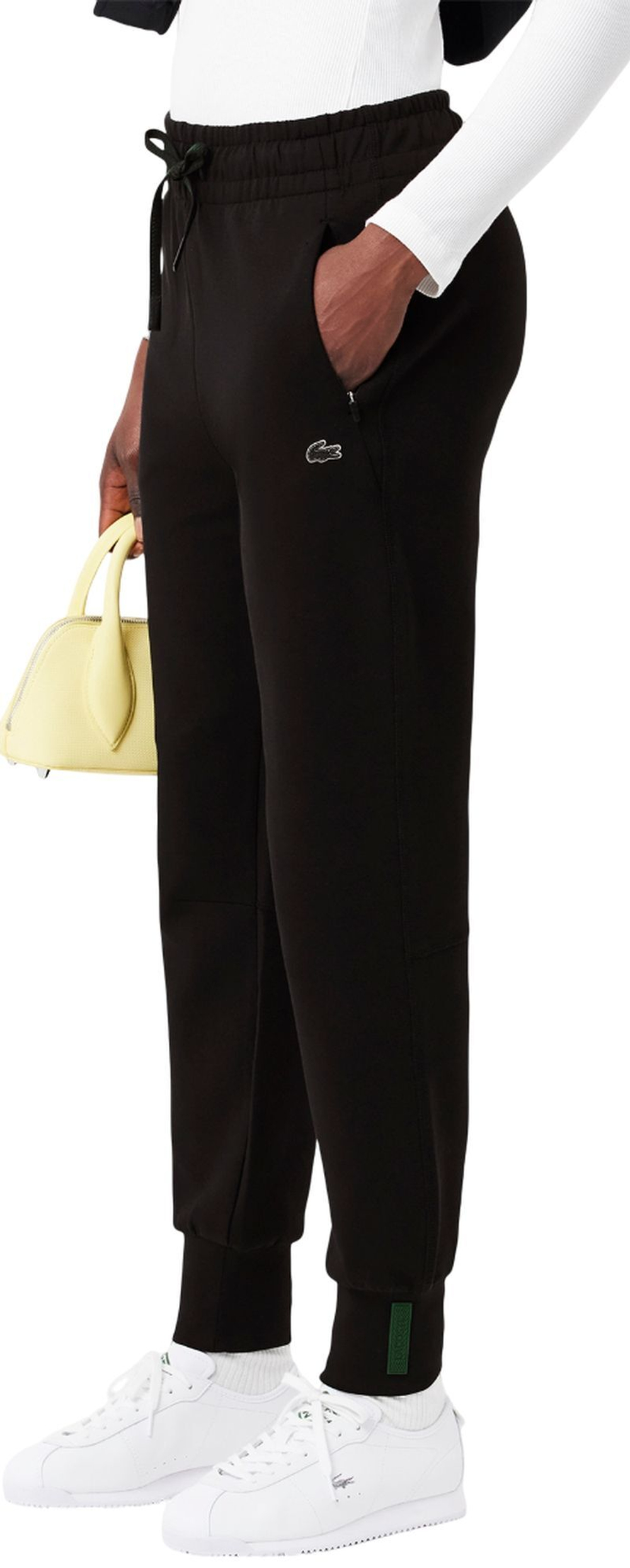 Женские теннисные брюки Lacoste Women's Two-Ply Piqué - черный