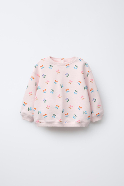 ZARA ТОЛСТОВКА С ПРИНТОМ «ВИШНЯ», РОЗОВЫЙ