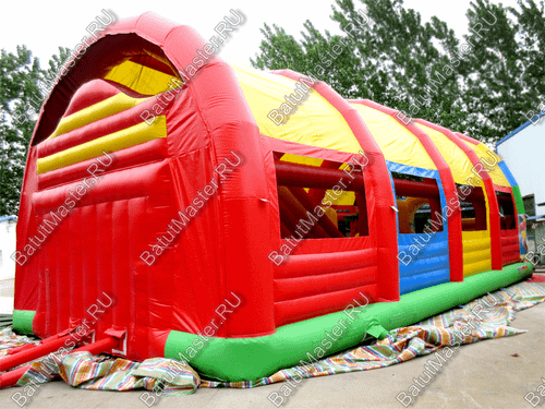 Надувной батут "Страна Сафария" с крышей и высокими горками 13*7*6 м