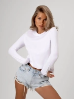 Белый лонгслив трикотажный классический хлопок