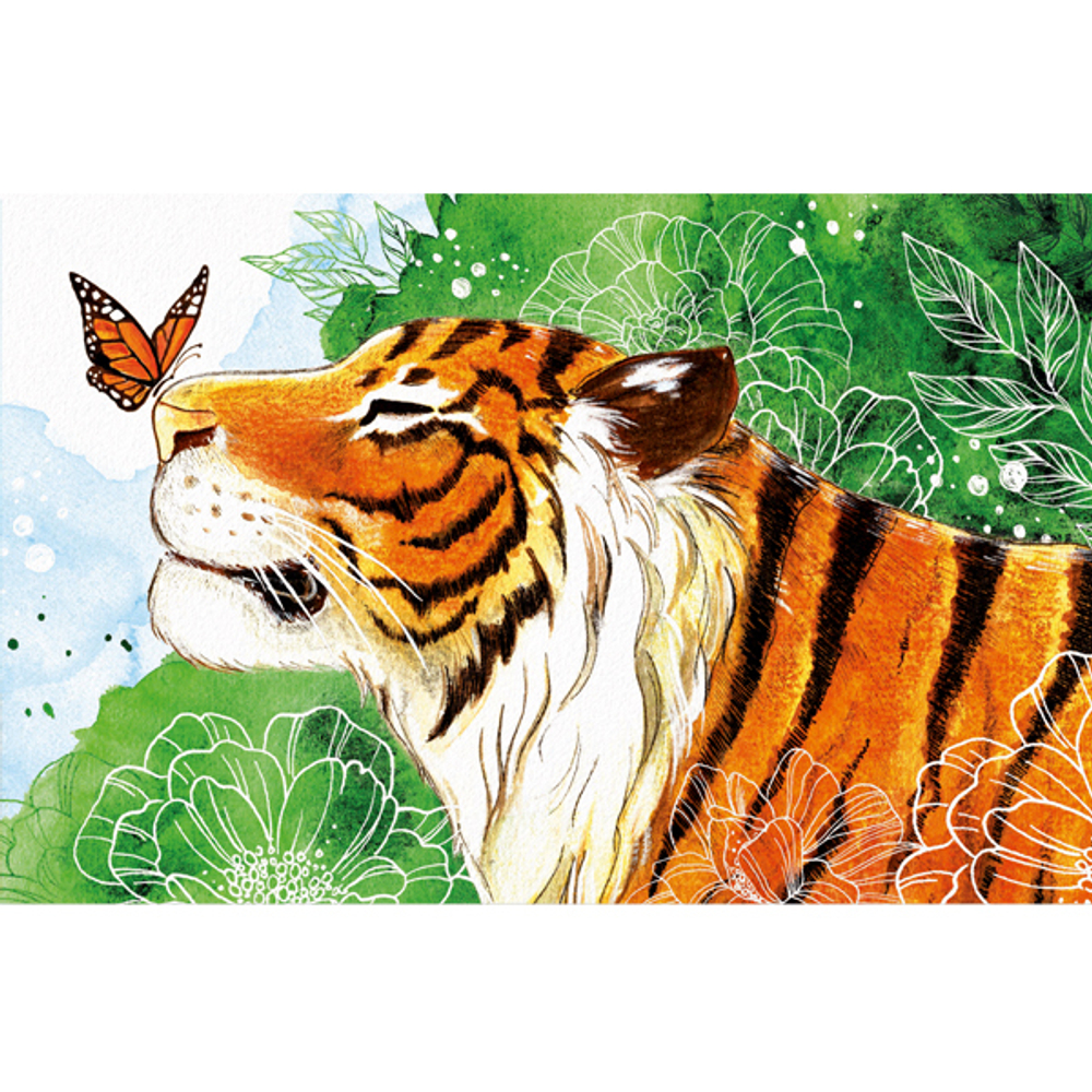 Календарь трехсекционный с полноцветными подложками на 2026 год, "Тигр с бабочкой"