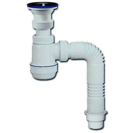 Сифон Мини Элит с литым выпуском,чашкой из нержавеющей стали и гофротрубой