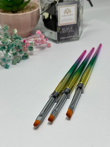 Кисти для геля скошенная, ровная, овал Global Fashion, 3 шт