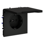 Розетка встраиваемая VOLTUM S70 с заземлением, защитными шторками и крышкой 16А, (черный матовый)