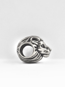 Шарм-бусина Лев из серебра