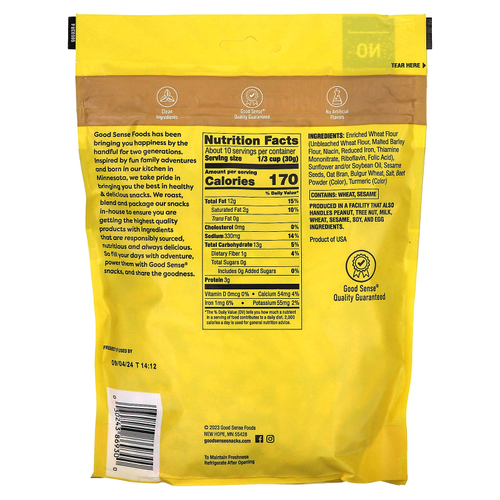Good Sense, Палочки с кунжутом и овсяными отрубями, пикантные, хрустящие, 284 г (10 унций)