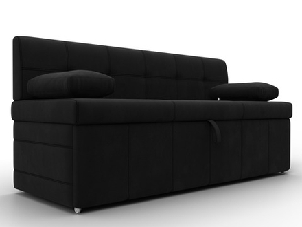 Диван кухонный прямой Лео, Черный, Микровельвет, 28658