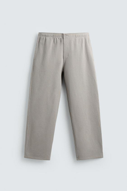 ZARA ДЖОГГЕРЫ ИЗ ТРИКОТАЖА С ЭФФЕКТОМ ПОТЕРТОСТИ, ПЕСОЧНЫЙ