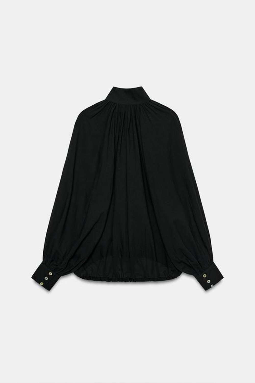 ZARA РУБАШКА С ВОРОТНИКОМ-СТОЙКОЙ ZW, ЧЕРНЫЙ