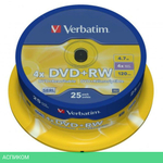 DVD+RW диск Verbatim Matt Silver Spindle 25шт (43489)