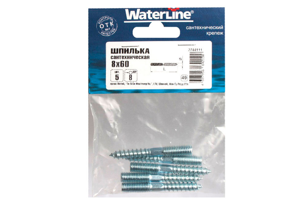 ШПИЛЬКА WATERLINE САНТЕХНИЧЕСКАЯ 8Х60 5ШТ