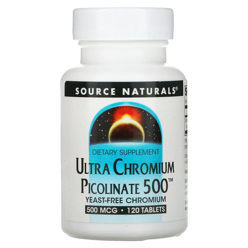 Source Naturals, Ultra Chromium Picolinate 500™, пиколинат хрома, 500 мкг, 120 таблеток