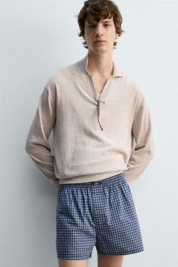 ZARA ТРУСЫ-БОКСЕРЫ ИЗ ПОПЛИНА В КЛЕТКУ - LIMITED EDITION, РАЗНОЦВЕТНЫЙ