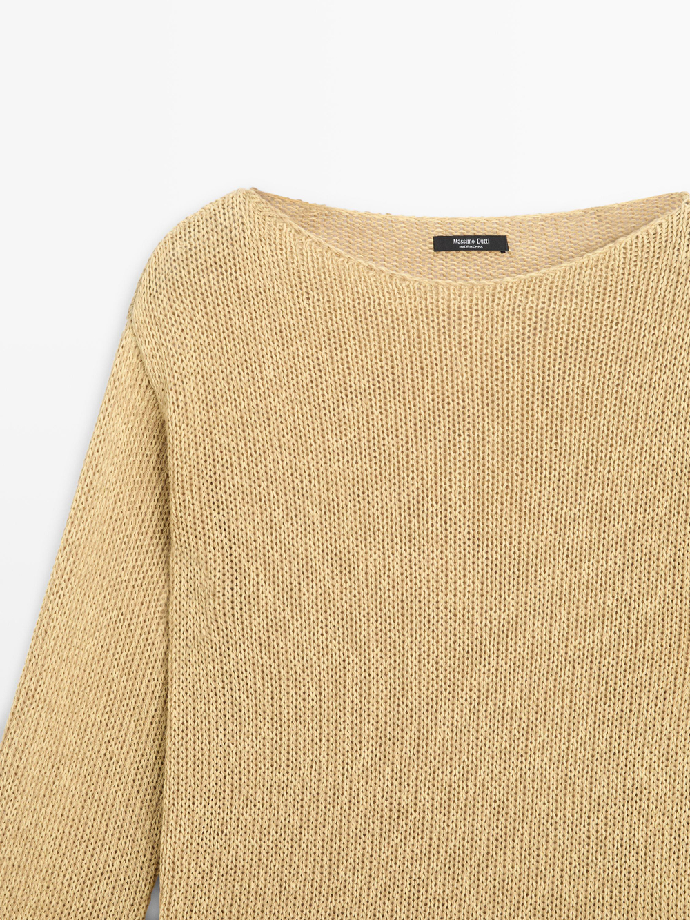 Massimo Dutti Свитер из смесового хлопка с ажурным узором, лаймовый