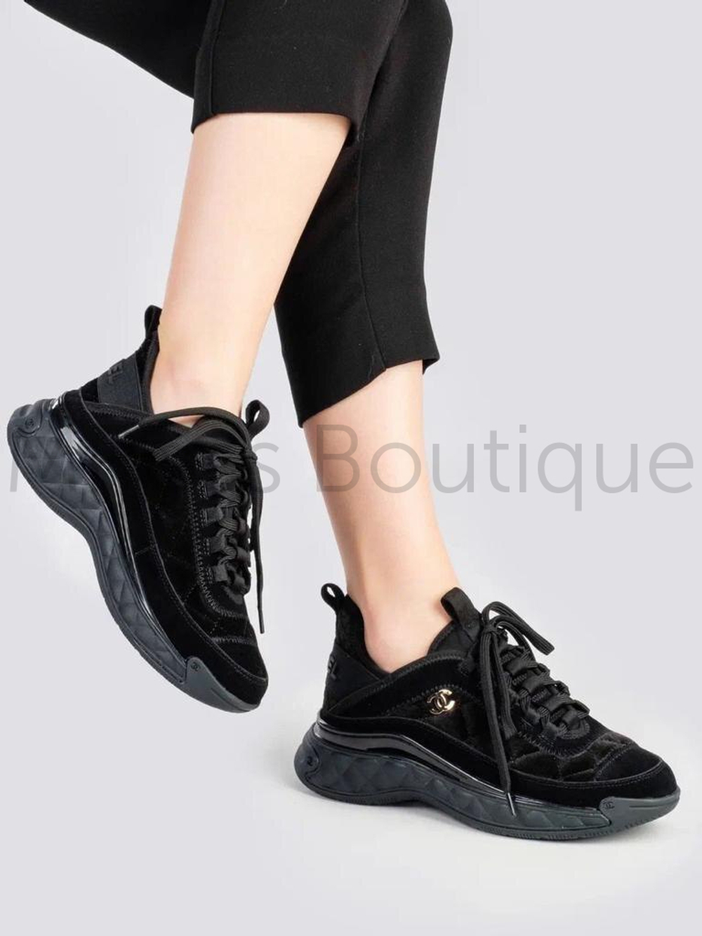 Черные кроссовки Chanel Шанель люкс класса