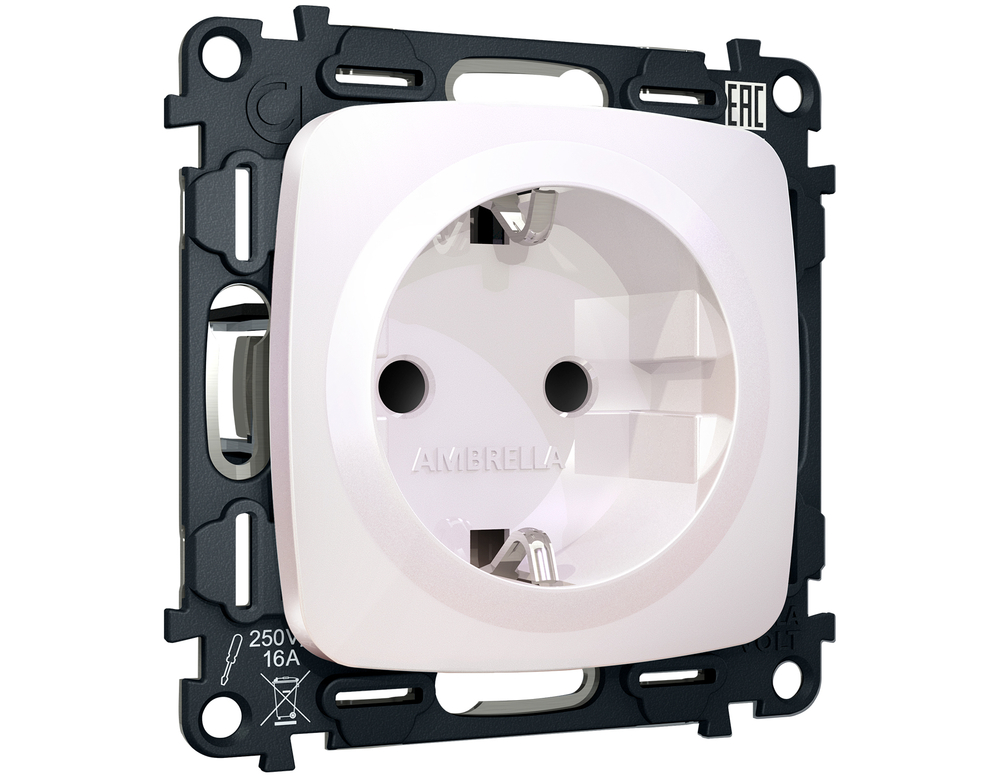 MO207010 Комплект механизма электрической розетки OMEGA Жемчуг с/з с шторками QUANT (OP2070, VM141)