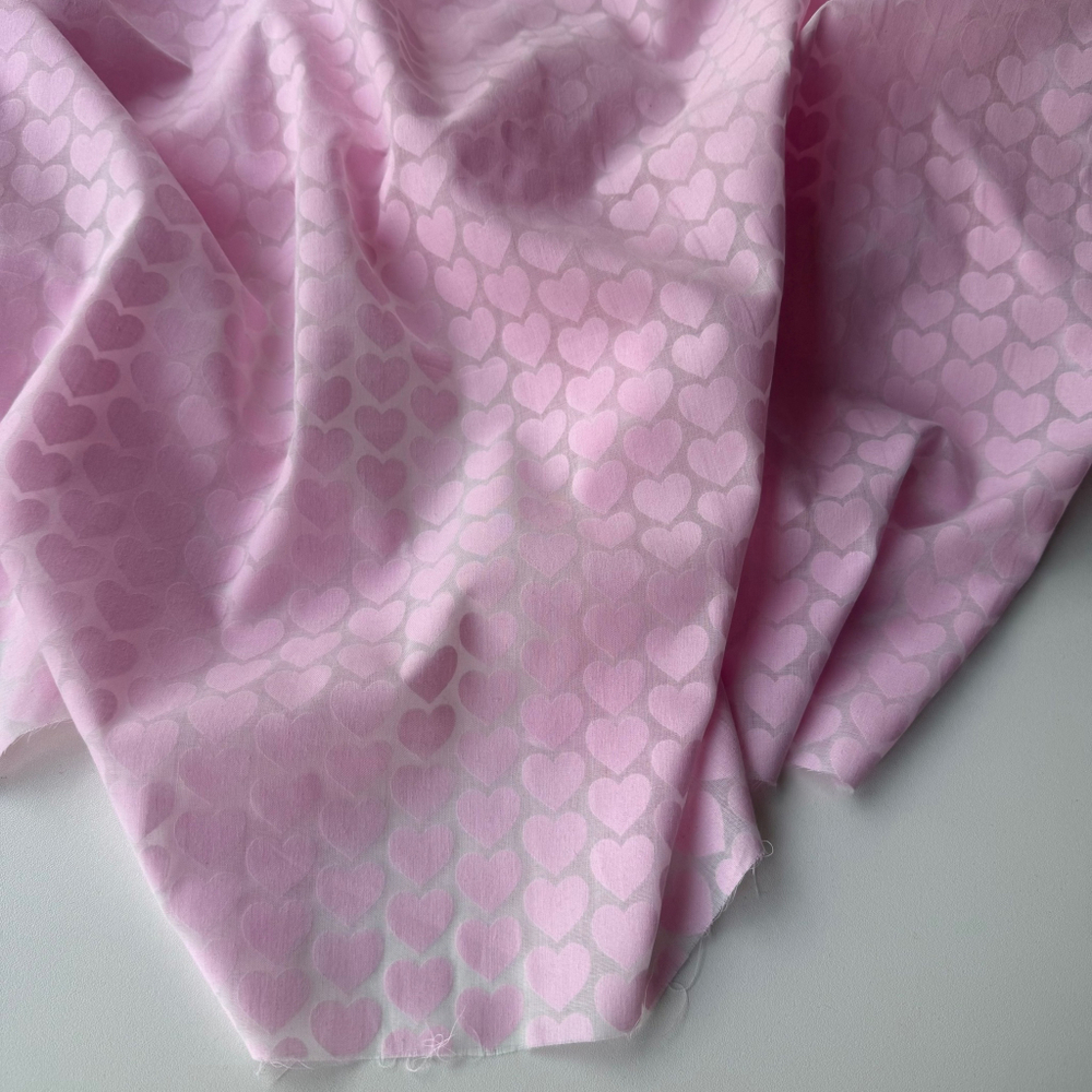 Батист розовые Сердечки