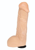 Телесный фаллос с мошонкой для трусиков с плугом - 17,5 см. (Цвет: телесный)