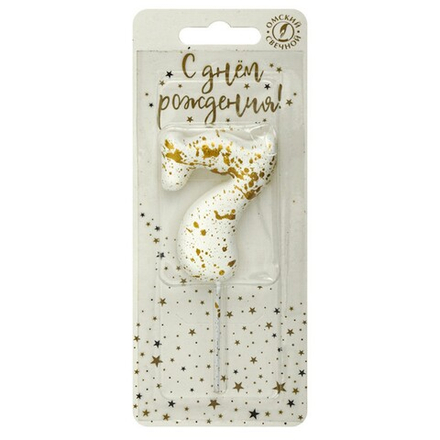 Свеча для торта "Белые брызги" №7 (5,3 см)