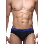 Мужские трусы слипы черные с синей резинкой DARKZONE DZN6329